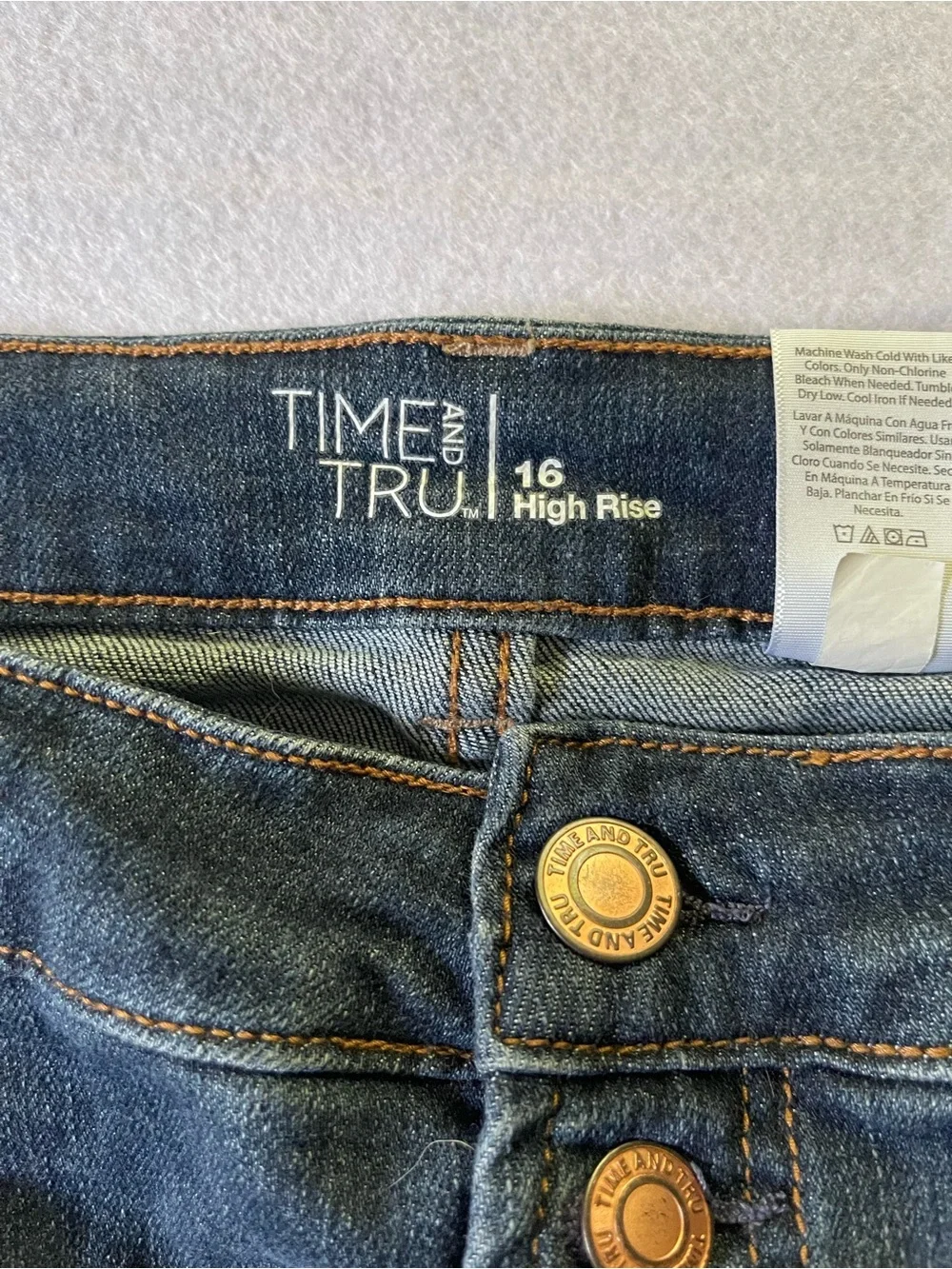 Time and Tru Dark Blue High-Rise Denim Bermuda Shorts